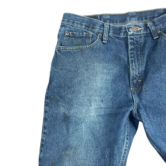 Wrangler Mens Regular Fit Jeans 34x30 Dark Wash Denim 100% Cotton Made In Mexico - Picture 3 of 10